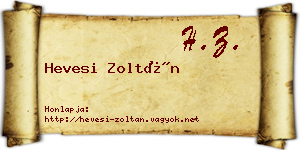 Hevesi Zoltán névjegykártya