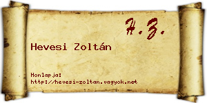 Hevesi Zoltán névjegykártya